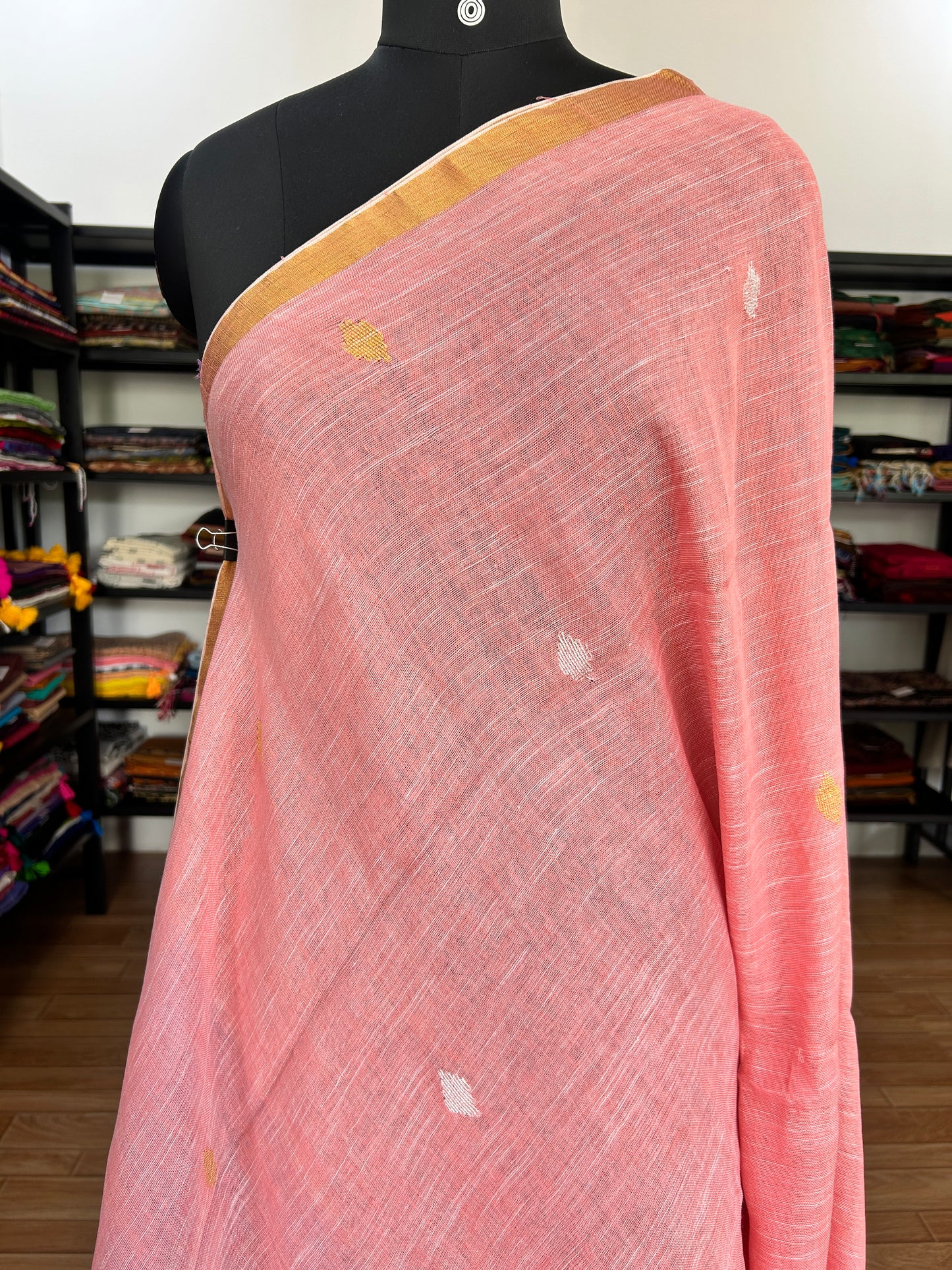 PINK LINEN SAREE