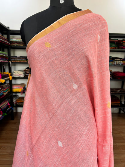 PINK LINEN SAREE
