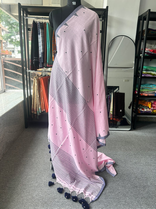 PINK MUL JAMDANI SAREE