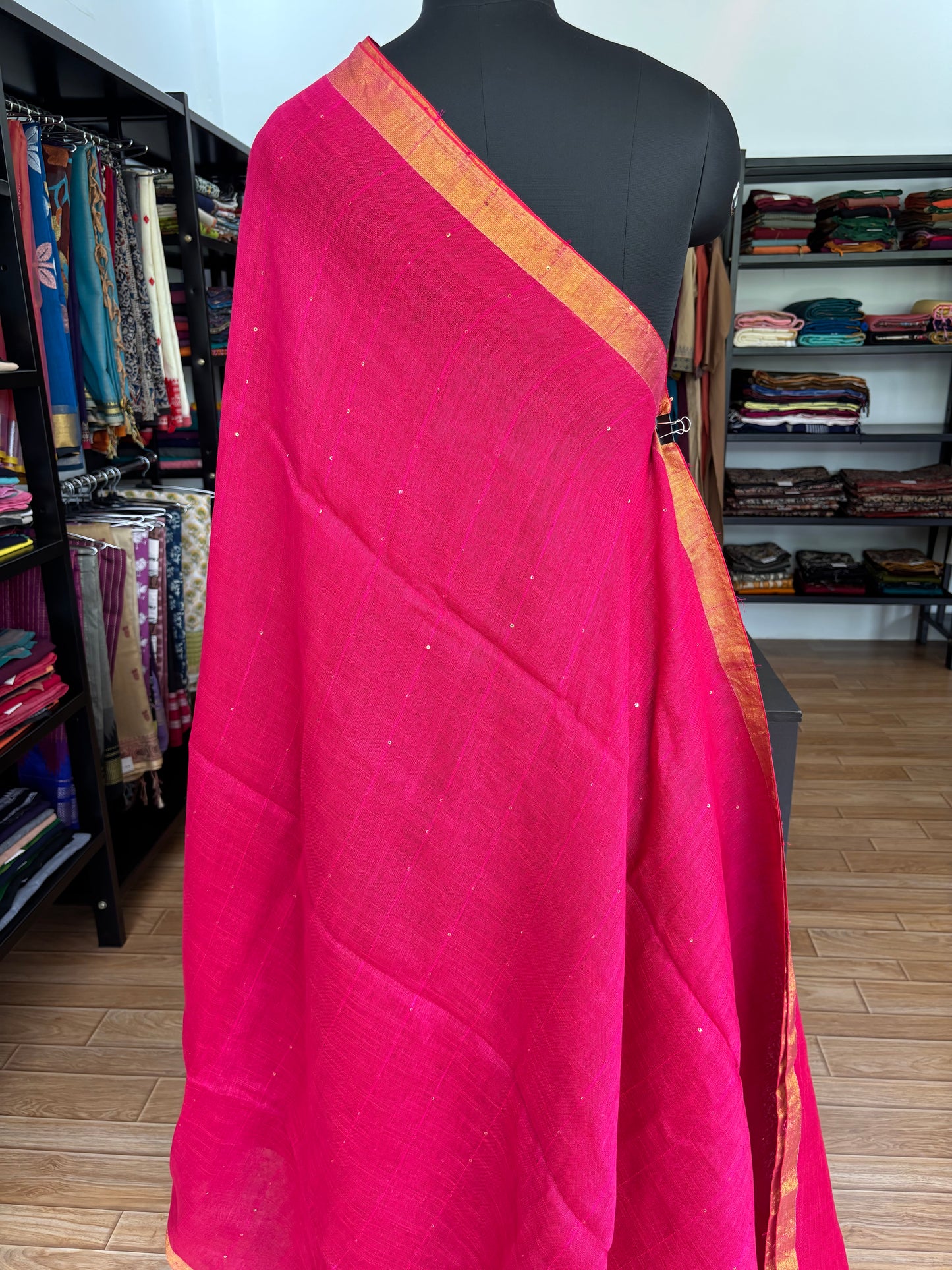 PINK LINEN SAREE