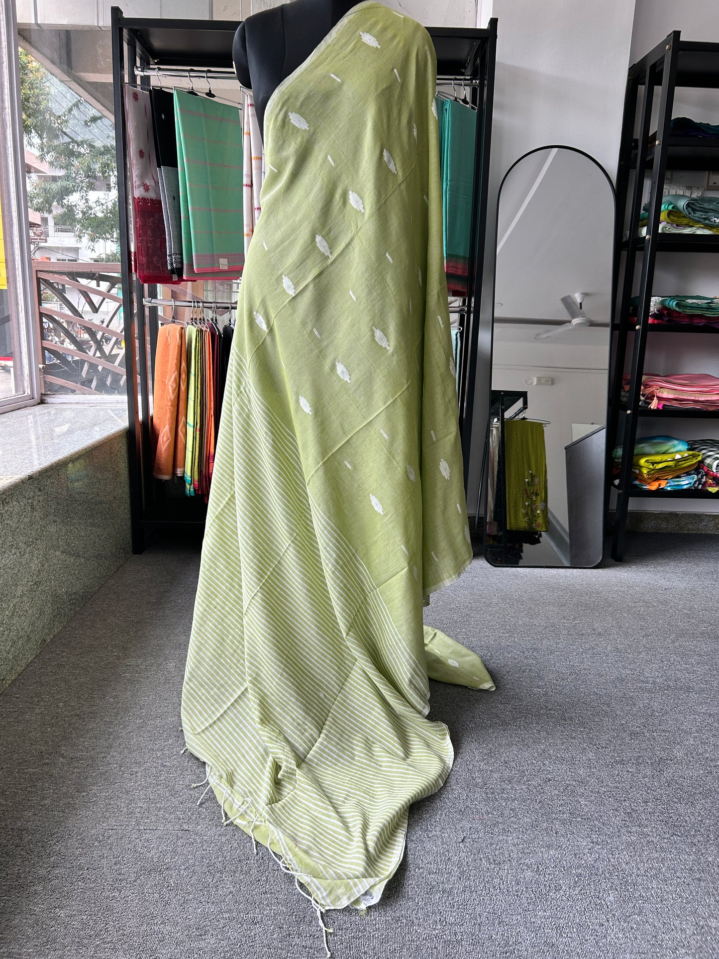 GREEN MUL JAMDANI SAREE