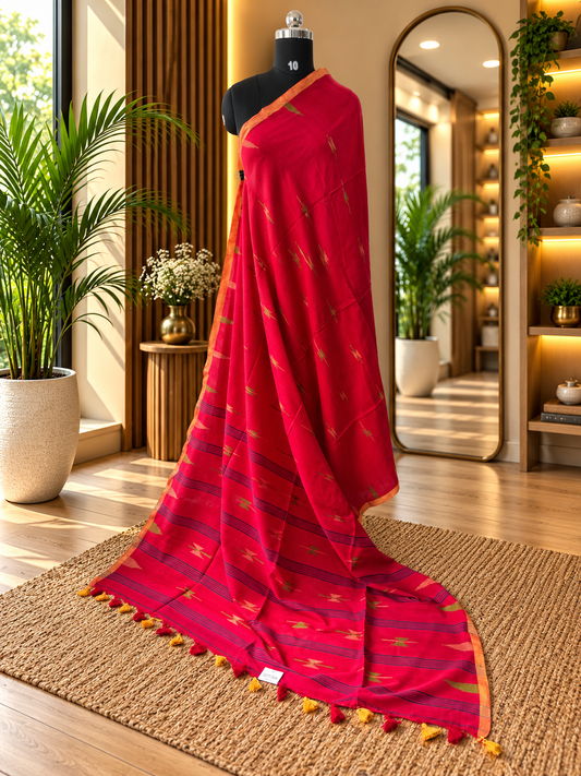 RED JAMDANI SAREE