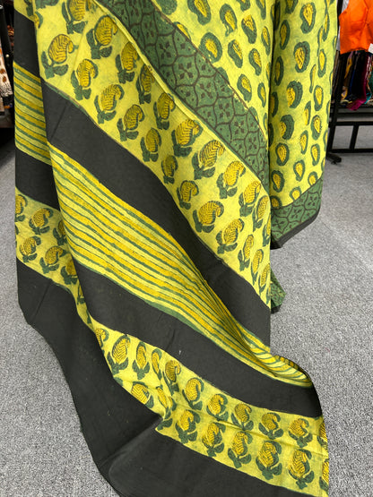 GREEN AJRAKH MUL SAREE