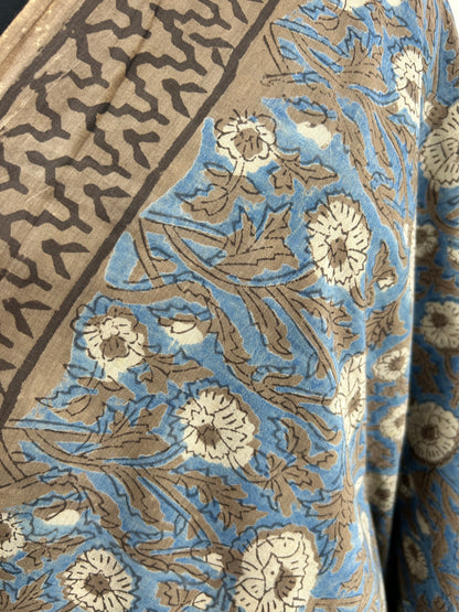 BLUE AJRAKH MUL SAREE