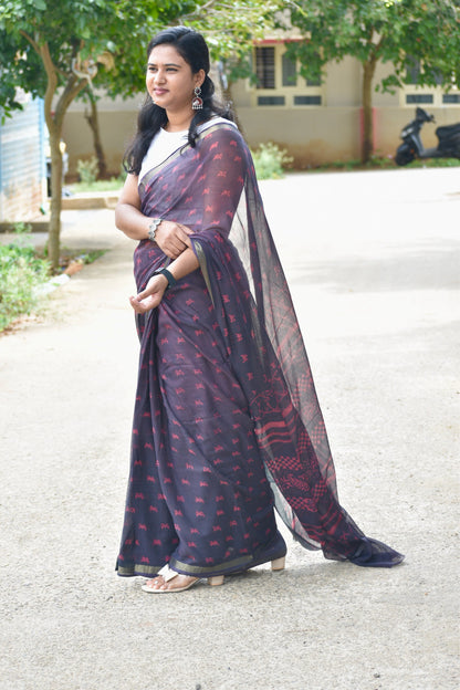 Brown dabu kota saree
