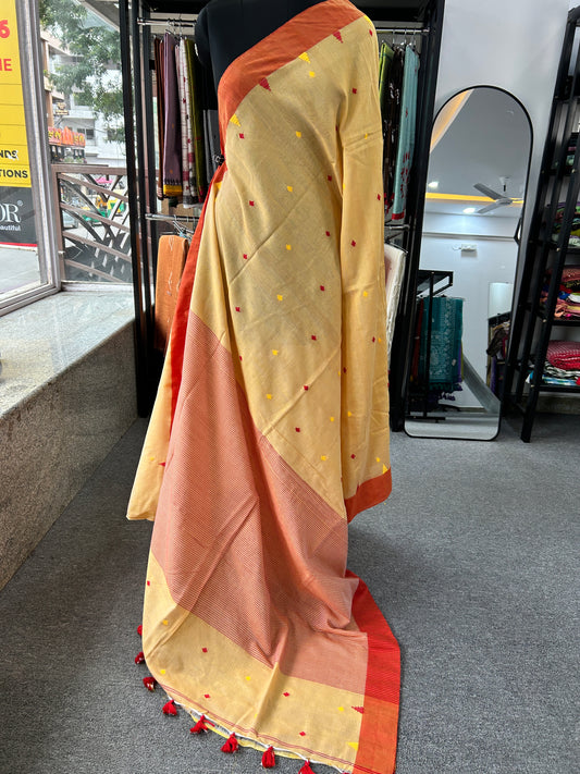 YELLOW JAMDANI SAREE