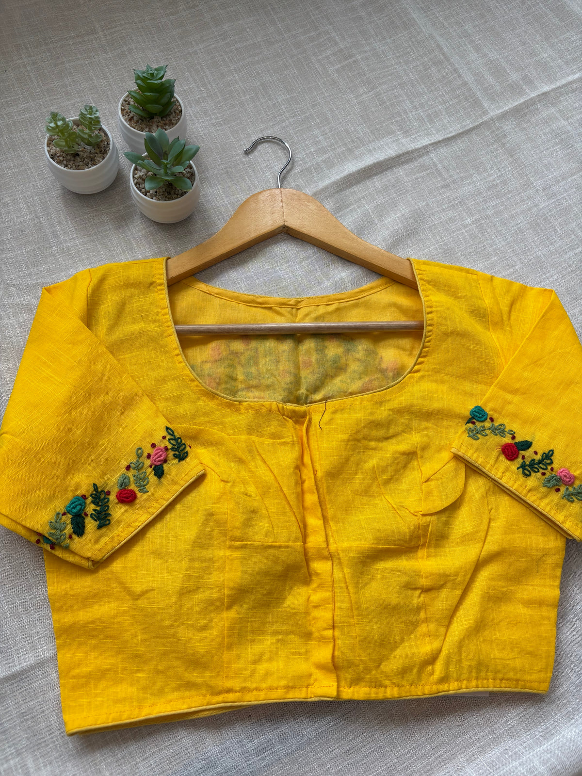 YELLOW EMBROIDERED  BLOUSE