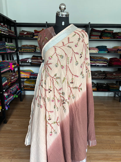 BROWN LINEN SAREE
