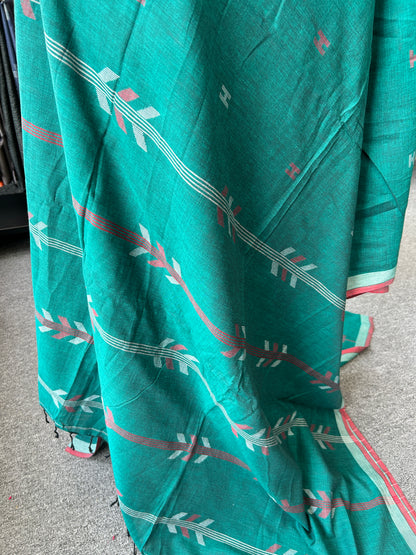 GREEN KHADI JAMDANI SAREE