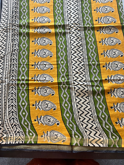 Yellow chanderi mul cotton