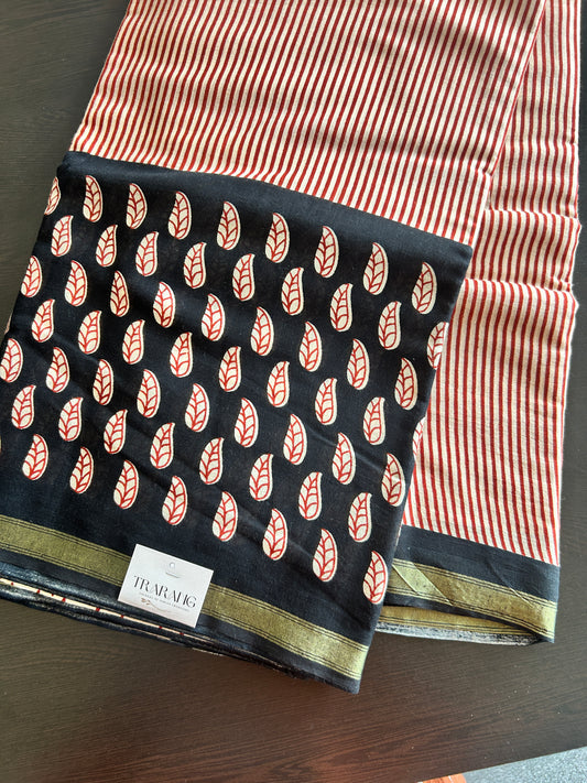 Red chanderi mul cotton