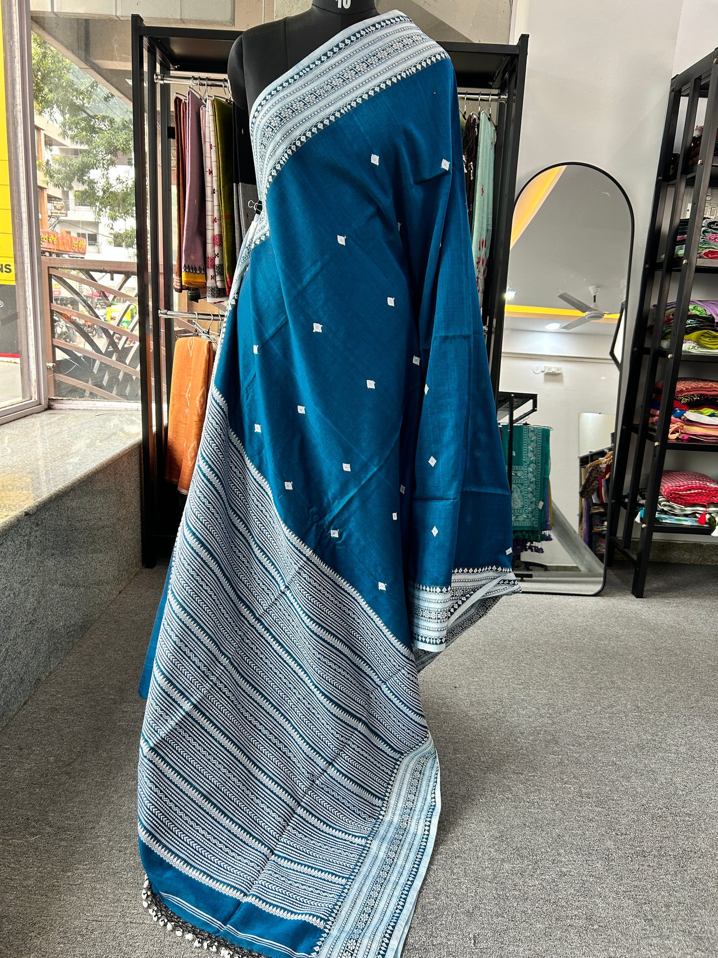 BLUE MERCERISED SAREE