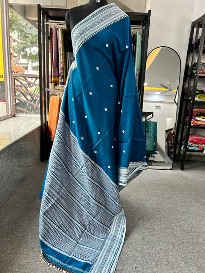 BLUE MERCERISED SAREE