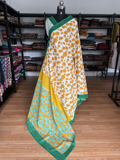 ORANGE QUIRKY MUL SAREE