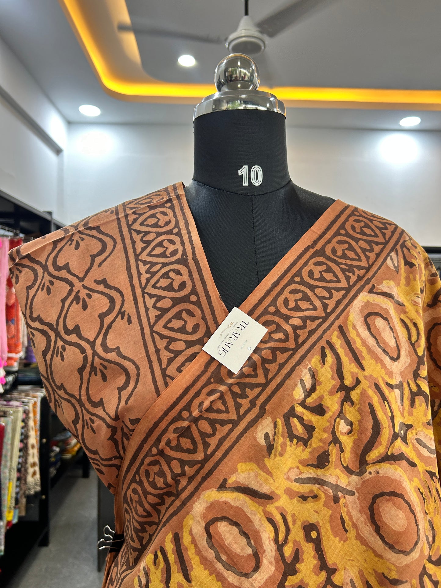ORANGE AJRAKH MUL SAREE