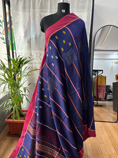 NAVY BLUE JAMDANI SAREE