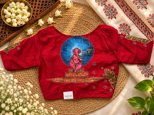 Red hand painted blouse