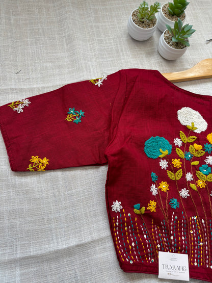 MAROON EMBROIDERED  BLOUSE