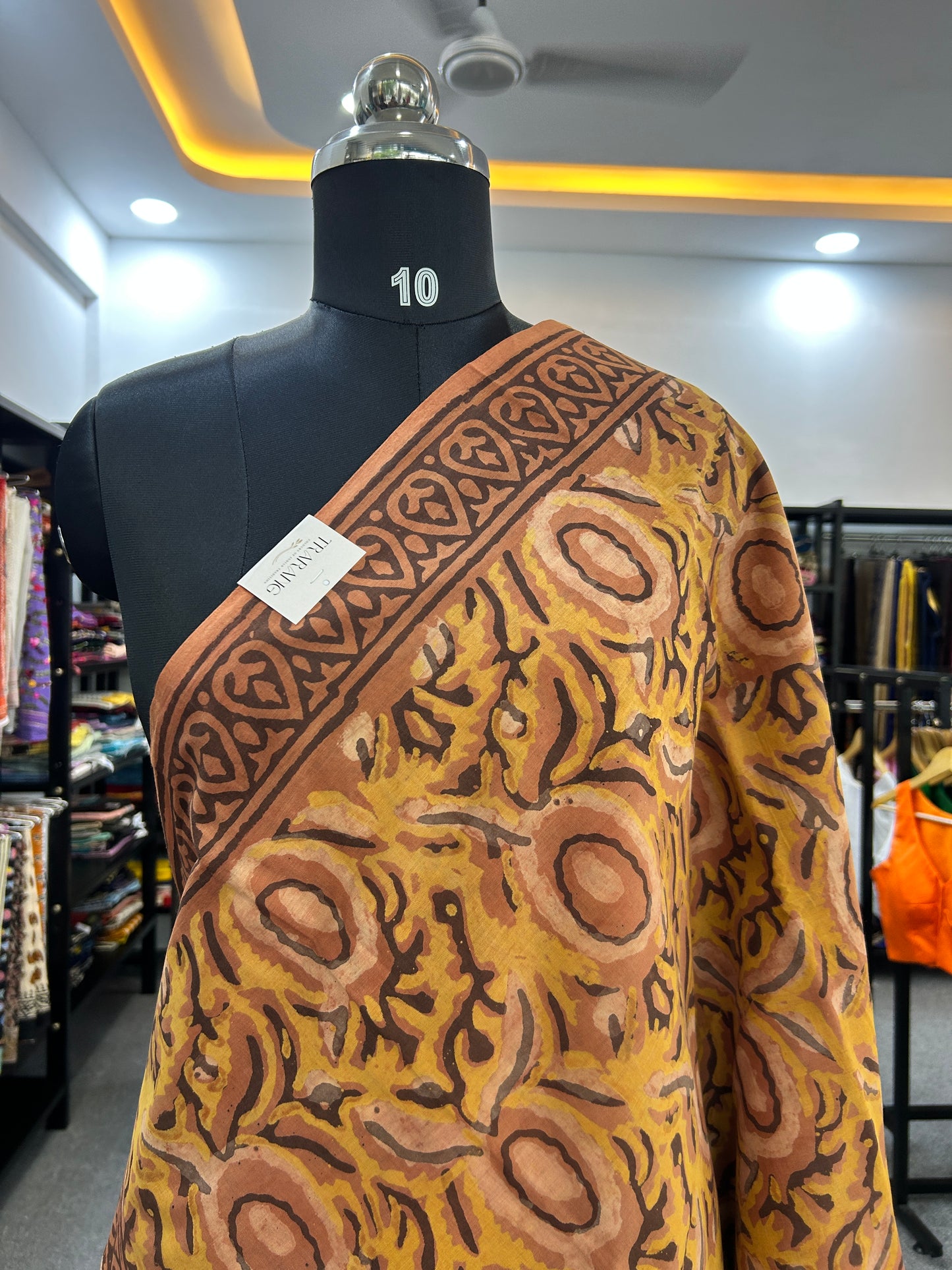 ORANGE AJRAKH MUL SAREE