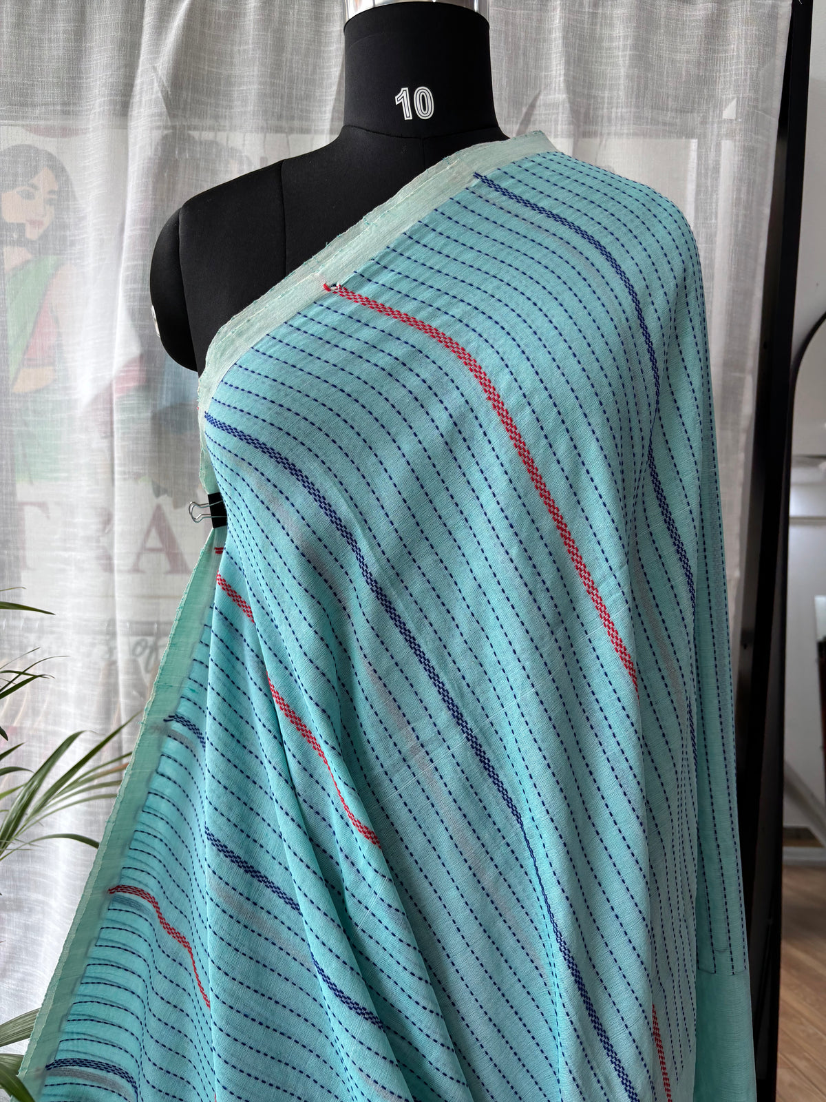 BLUE MERCERISED SAREE