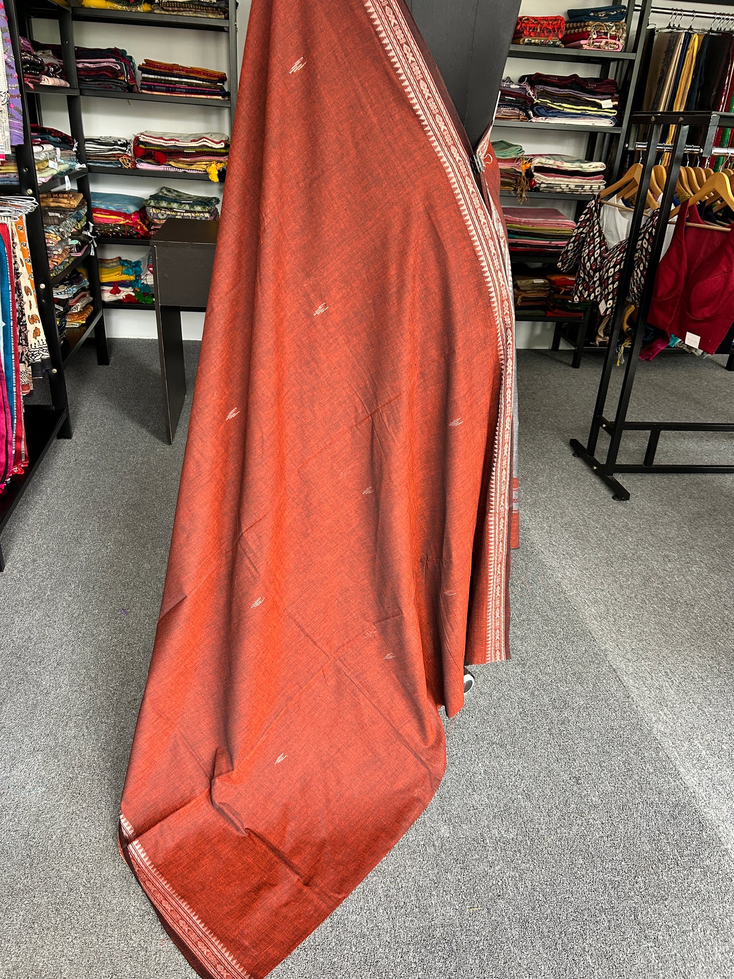 RUST ORANGE DHANIAKHALI SAREE