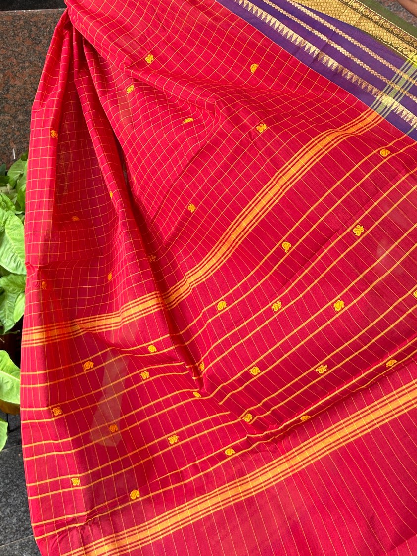 RED  KANCHI COTTON