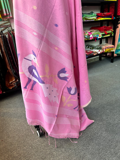 PINK MUL JAMDANI SAREE