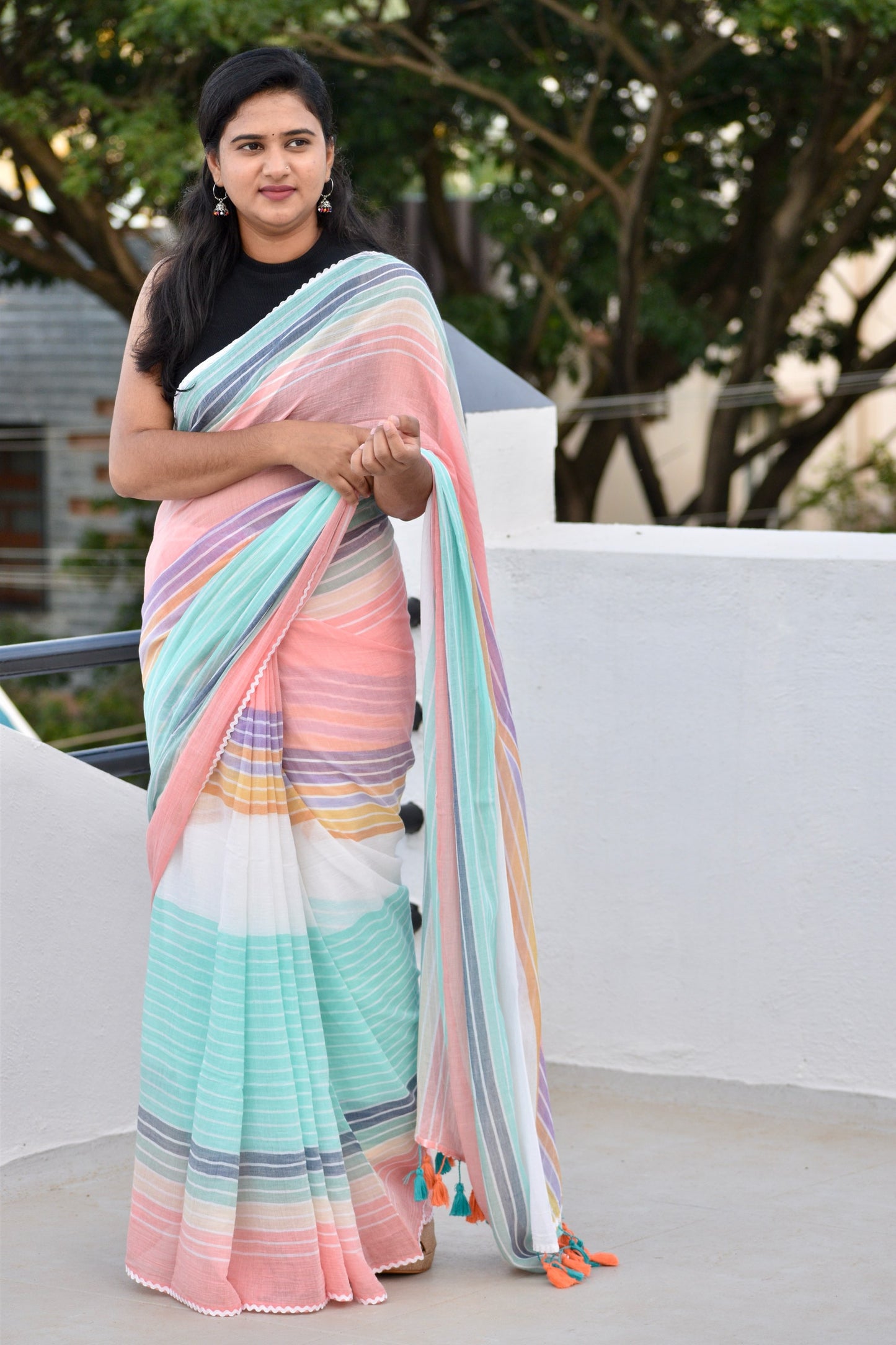 PINK MUL SAREE