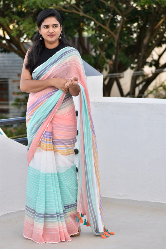 PINK MUL SAREE