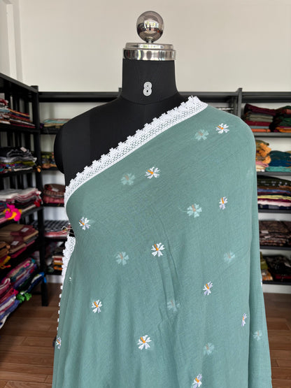 BLUE PARIJATHA MUL SAREE