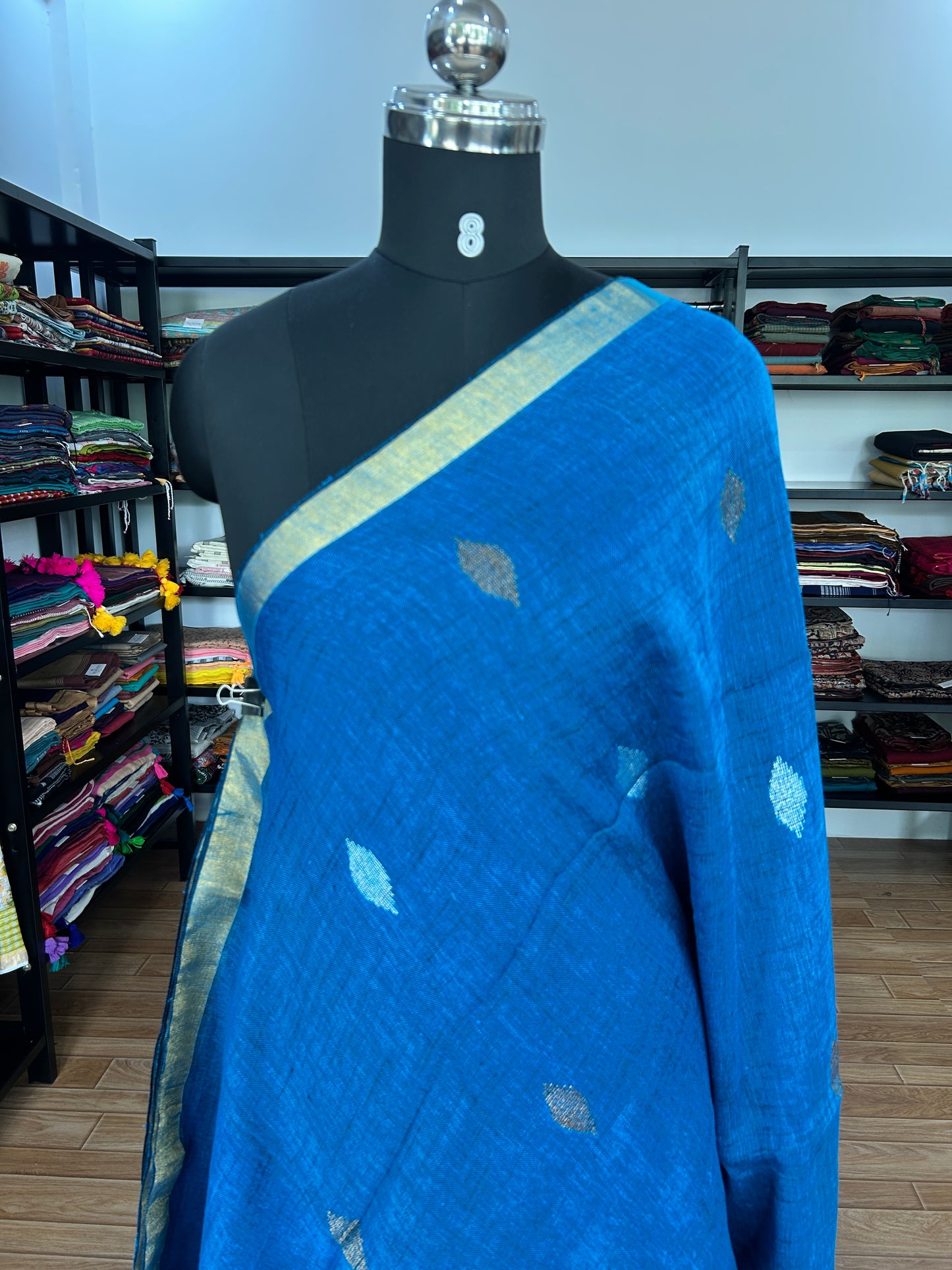 BLUE LINEN SAREE