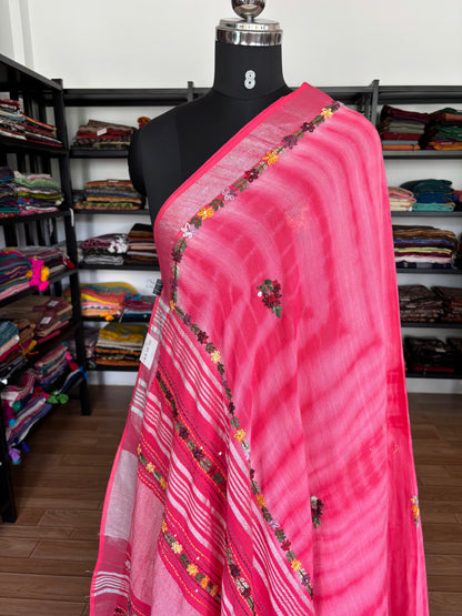 PINK LINEN SAREE