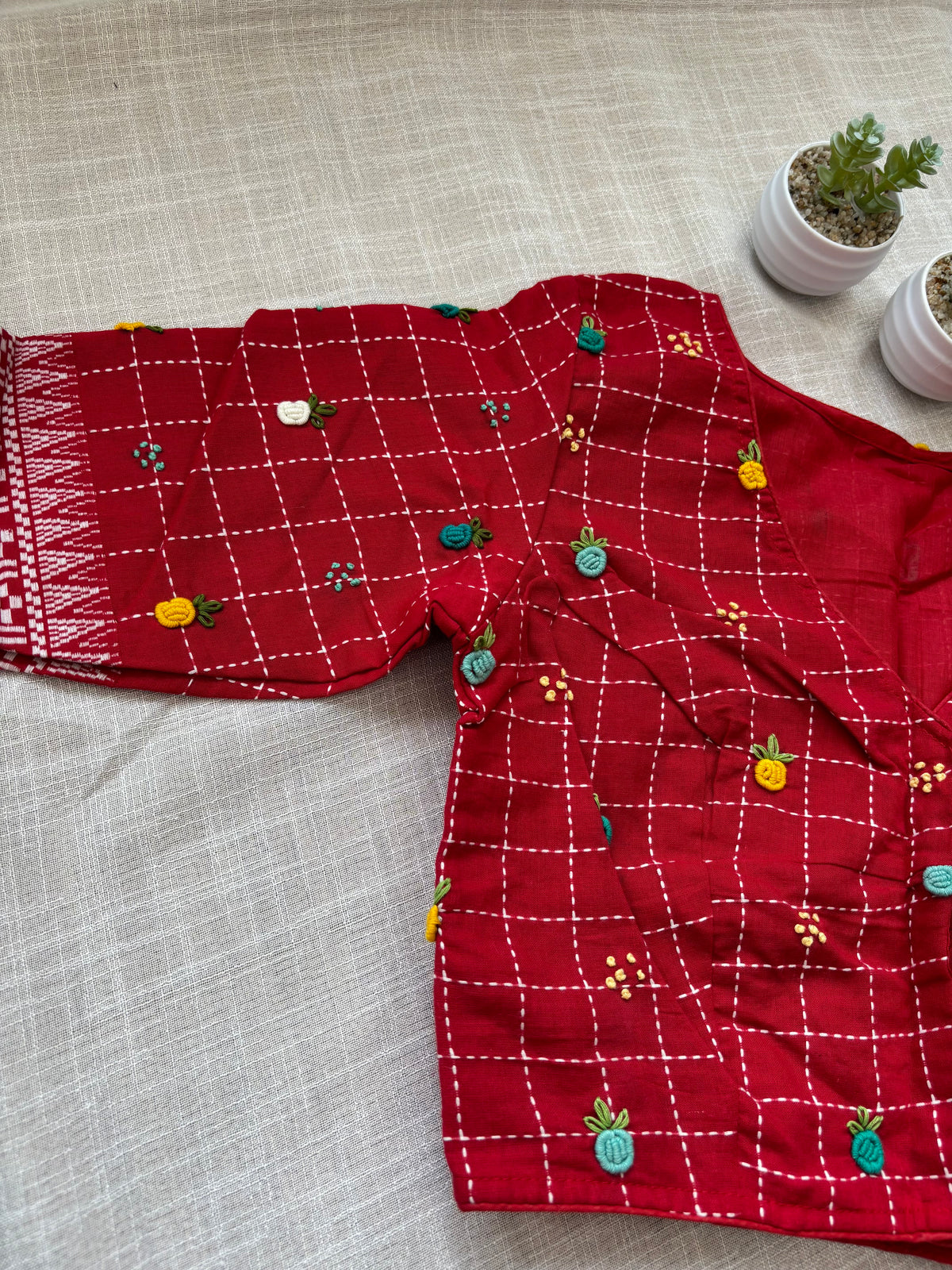 RED EMBROIDERED  BLOUSE
