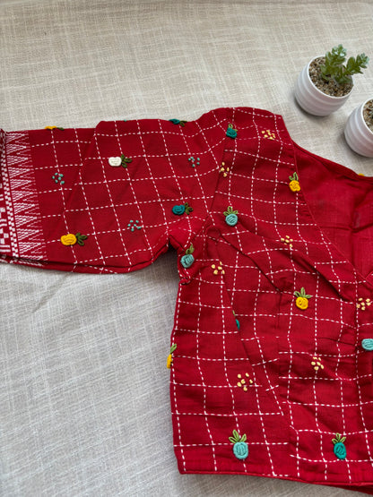 RED EMBROIDERED  BLOUSE