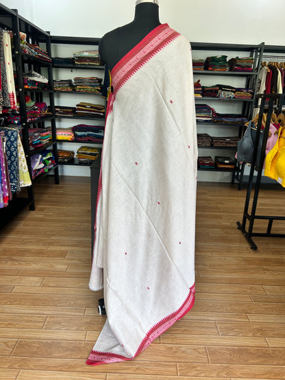 WHITE DHANIAKHALI SAREE