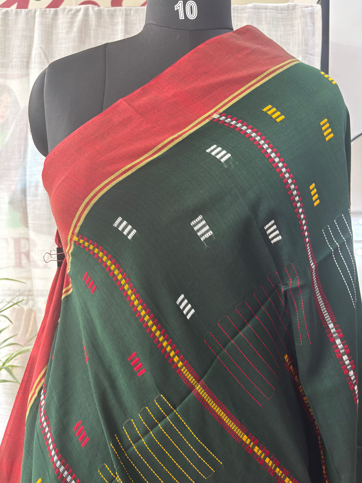 DARK GREEN JAMDANI SAREE