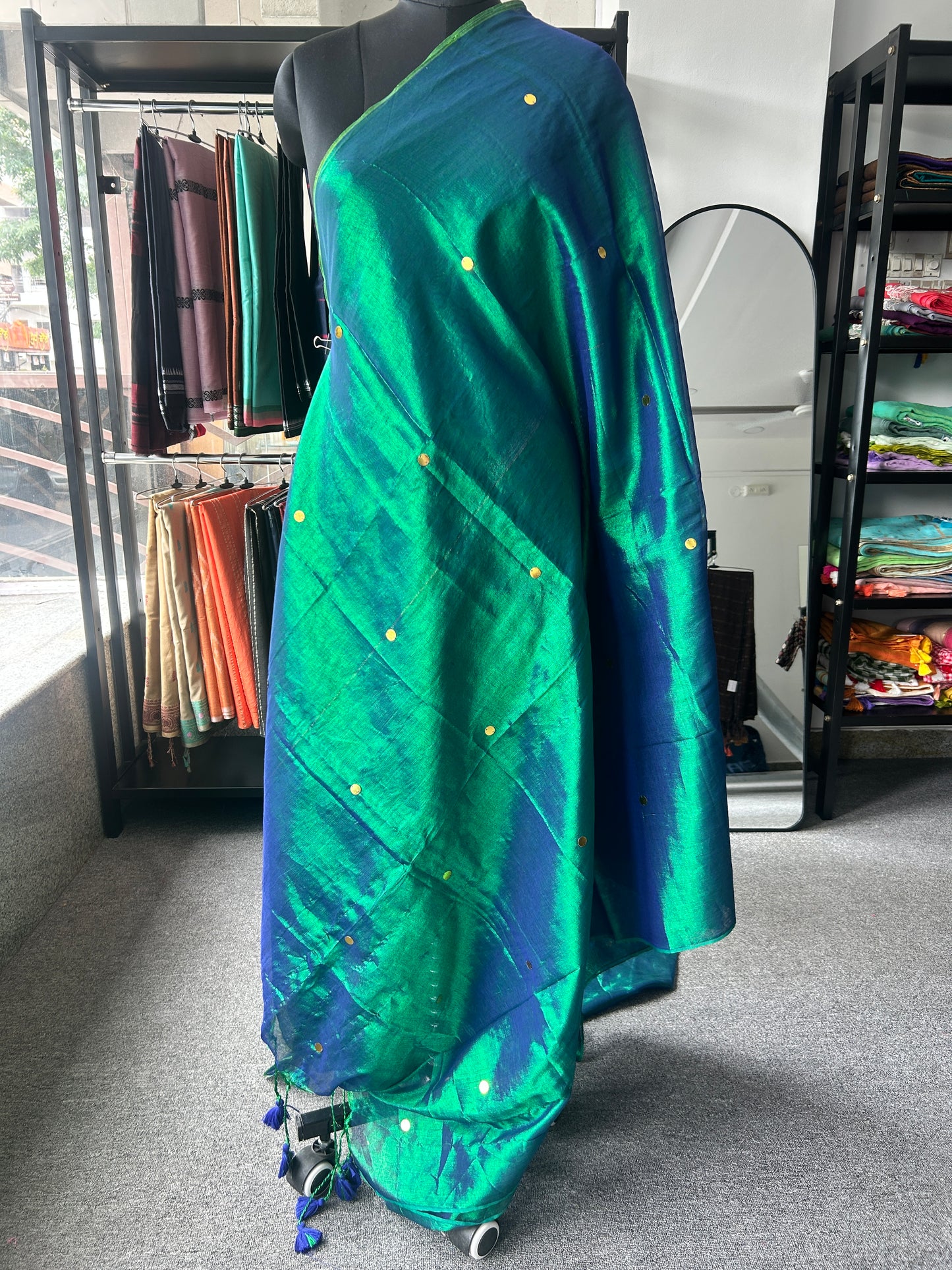 GREEN TISSUE MUL SAREE