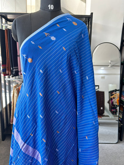 BLUE KHADI JAMDANI SAREE