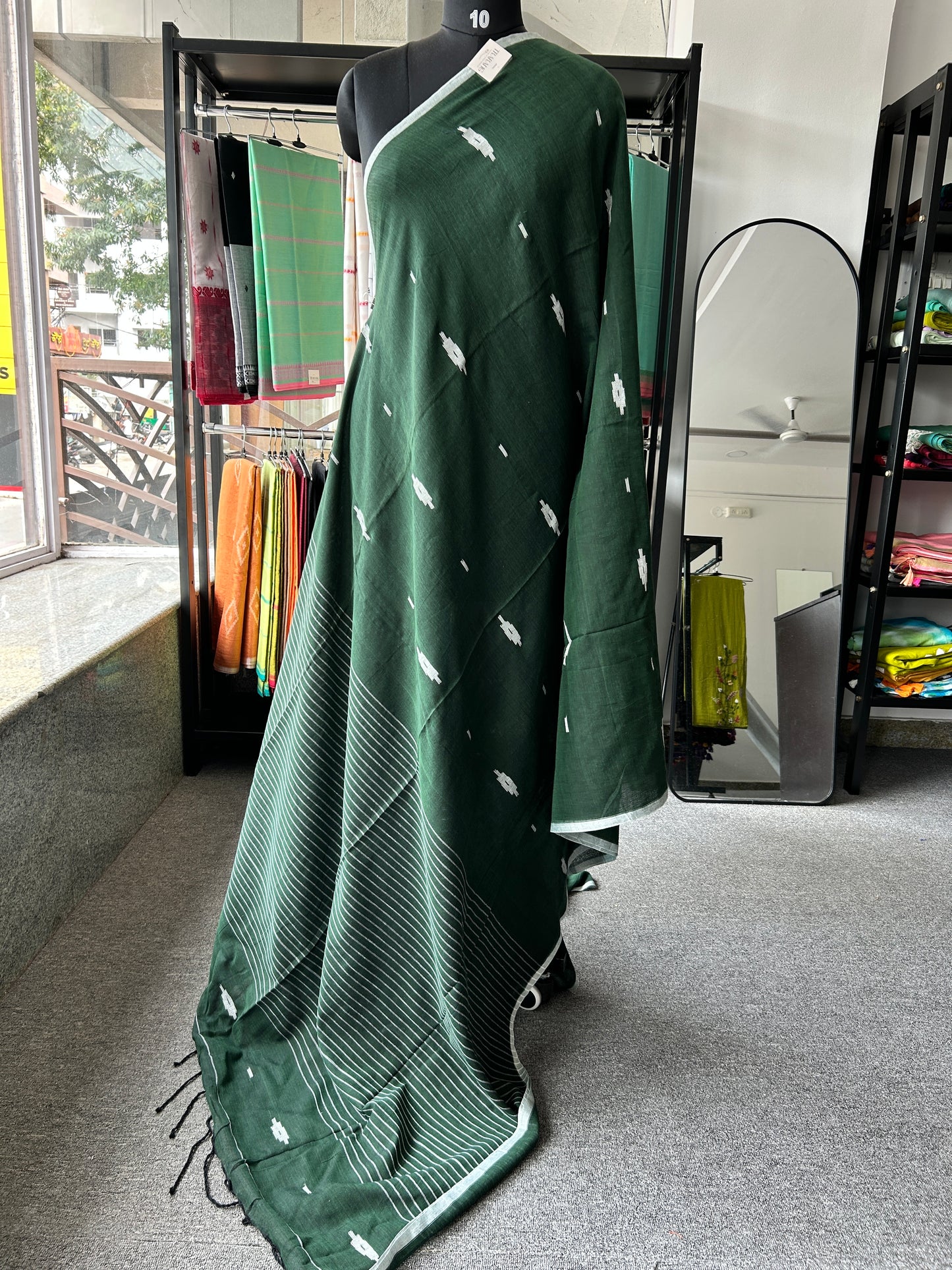 GREEN MUL JAMDANI SAREE