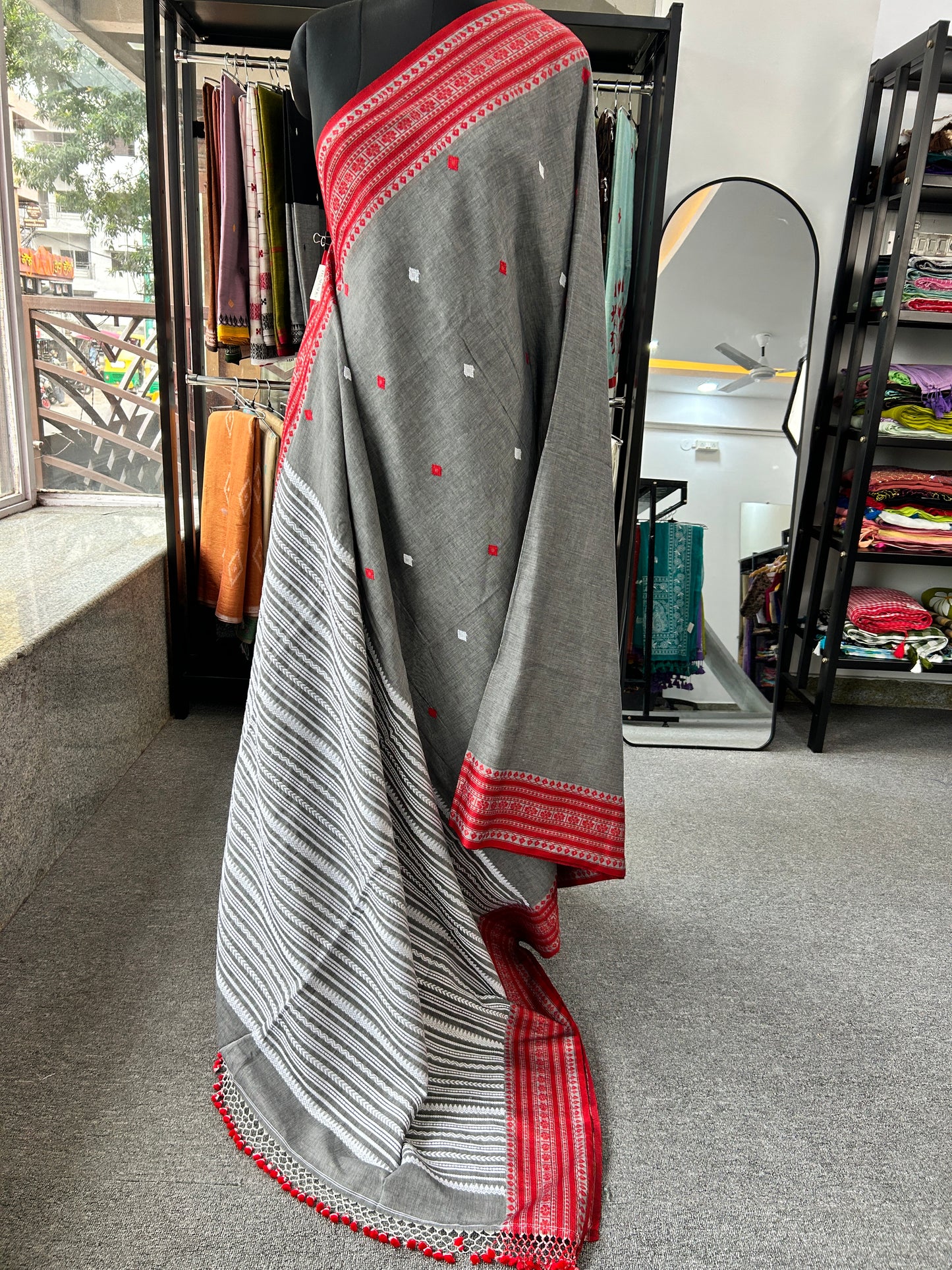 GREY MERCERISED SAREE