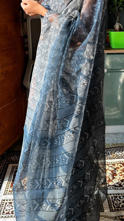 Grey kota saree