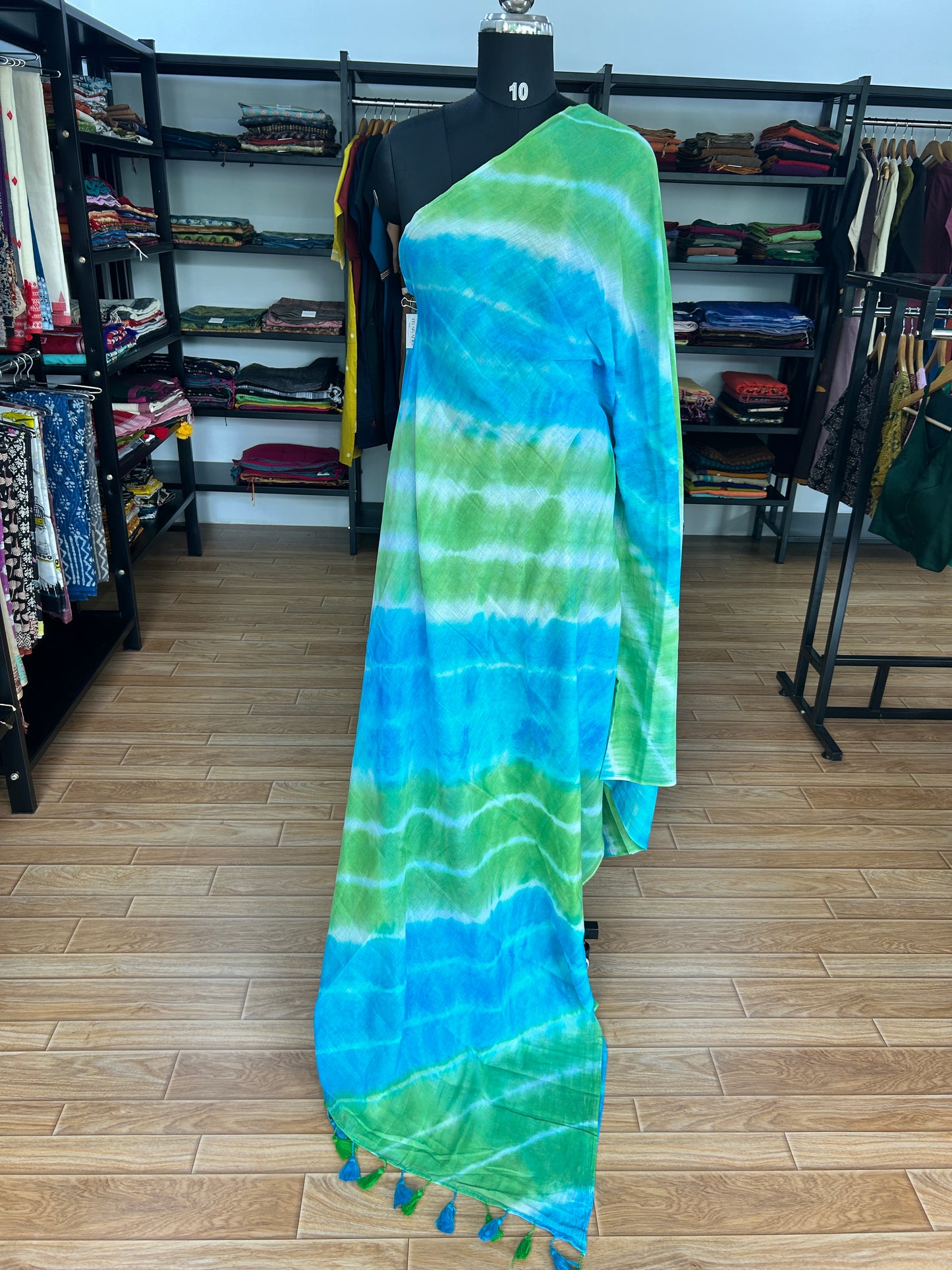 BLUE SHIBORI MUL SAREE