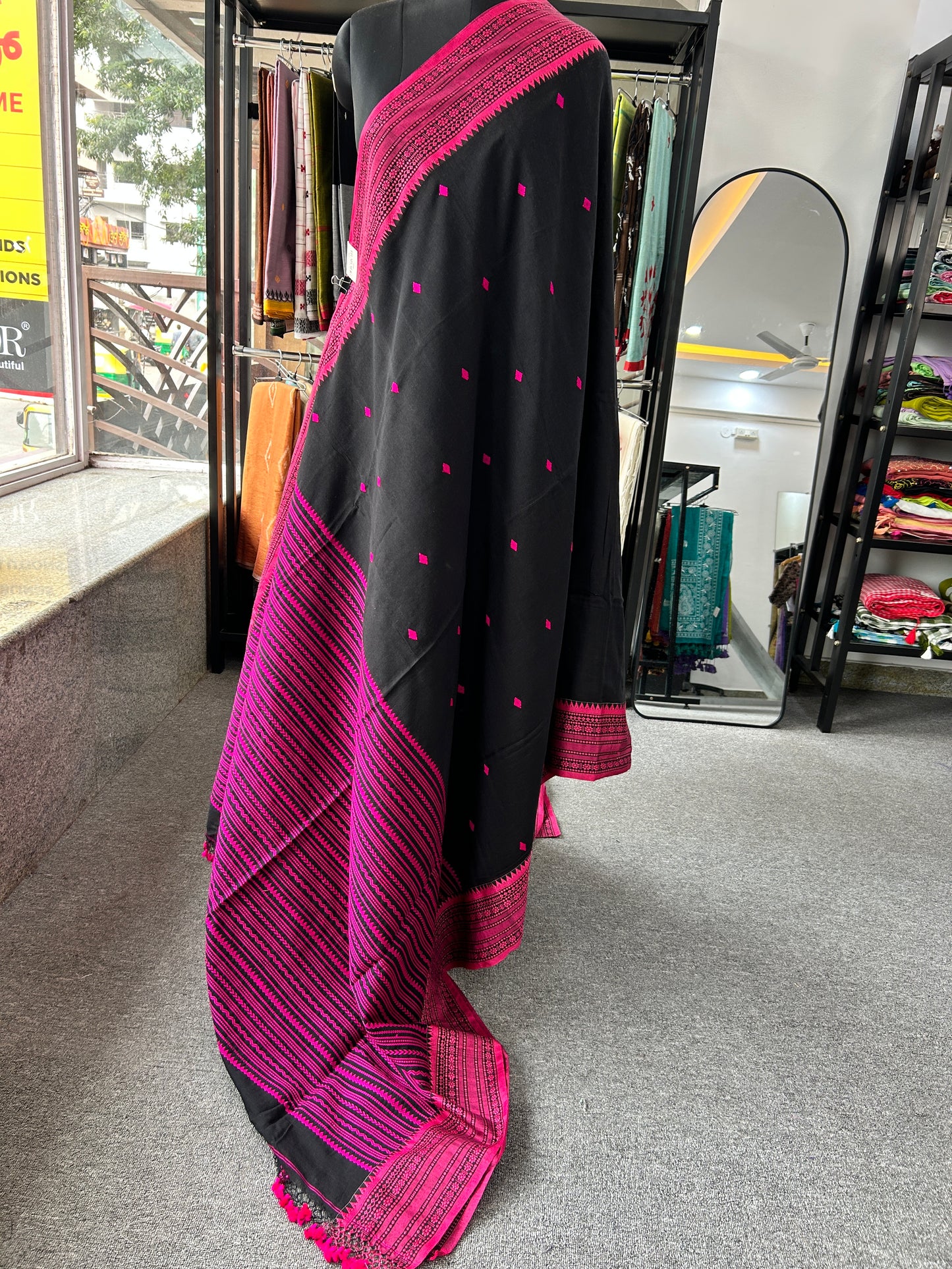 BLACK MERCERISED SAREE