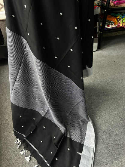 BLACK MERCERISED JAMDANI