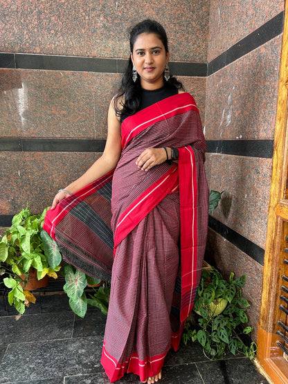 BROWN PATTEDANCHU SAREE.