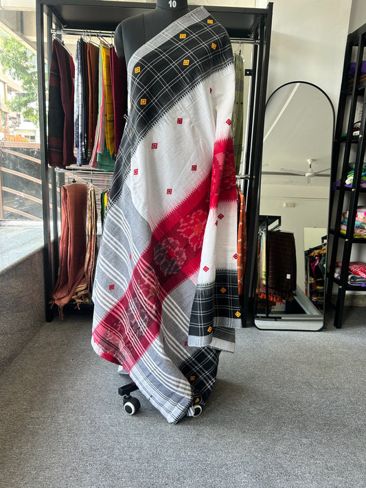 WHITE DHANIAKHALI SAREE
