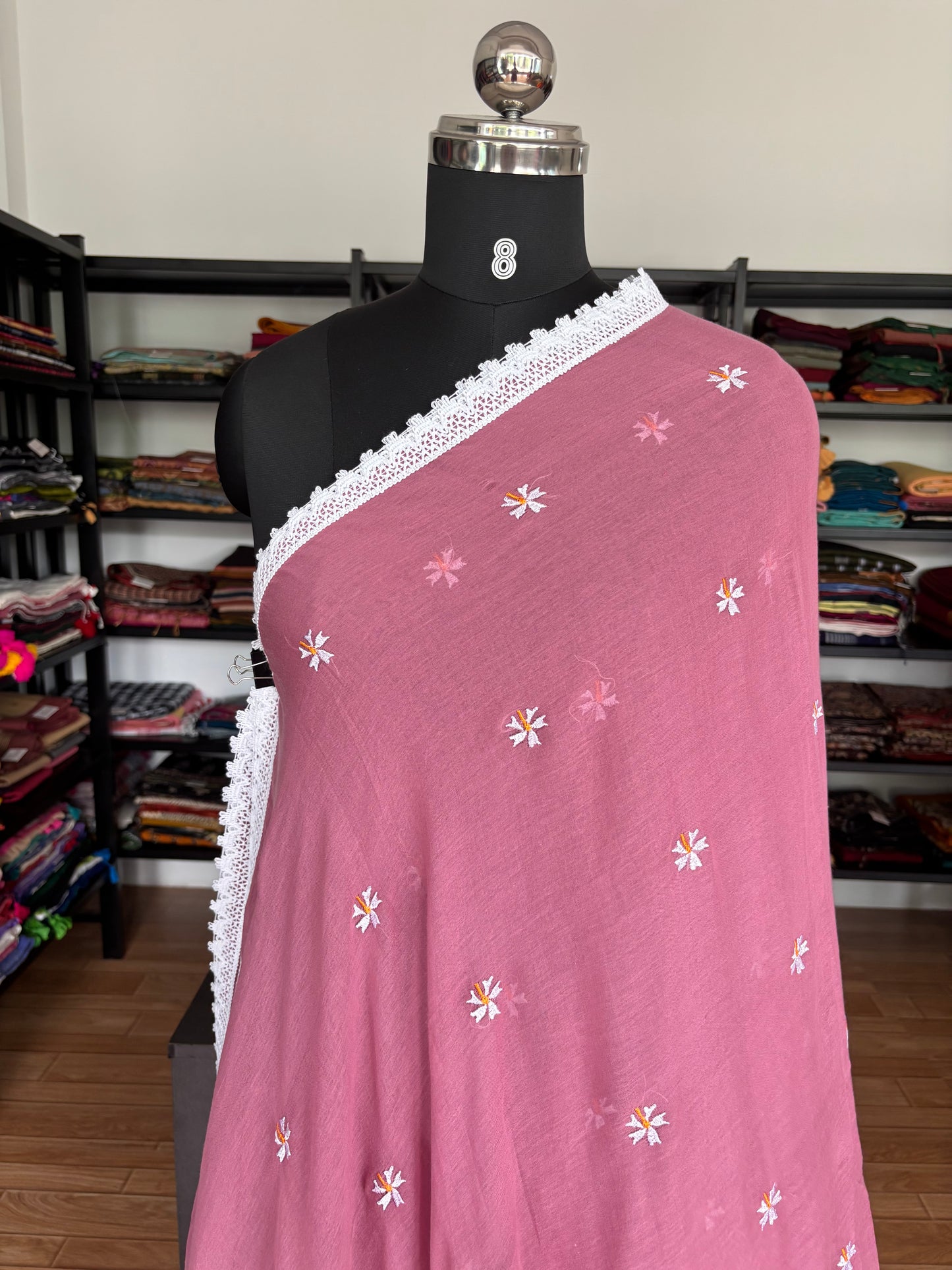 PINK PARIJATHA MUL SAREE