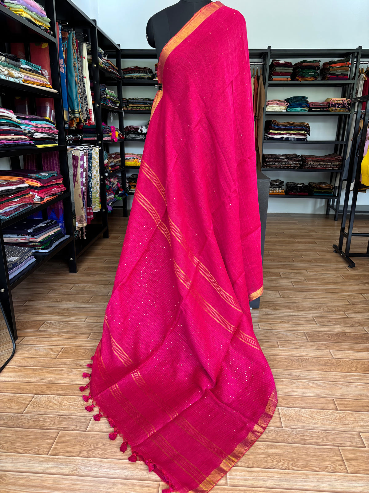 PINK LINEN SAREE