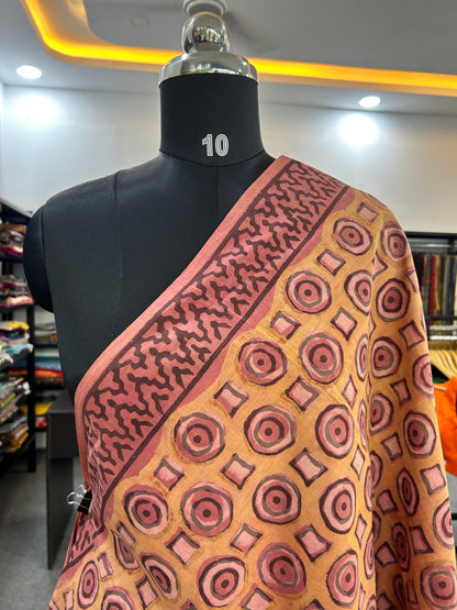 ORANGE AJRAKH MUL SAREE