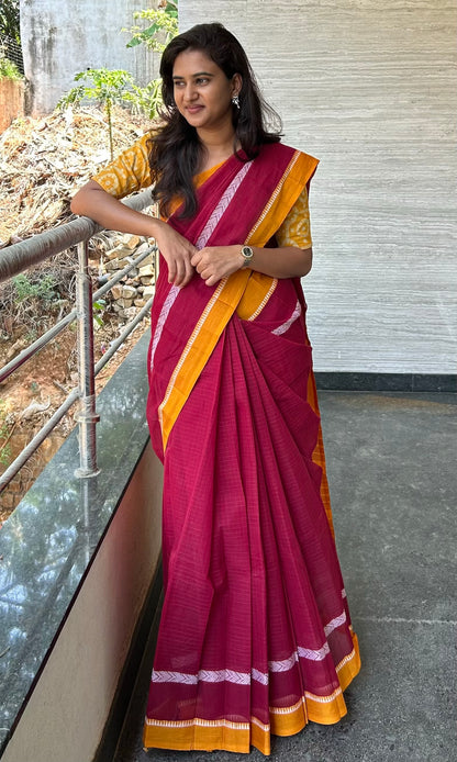 MAROON NARAYANPET SAREE